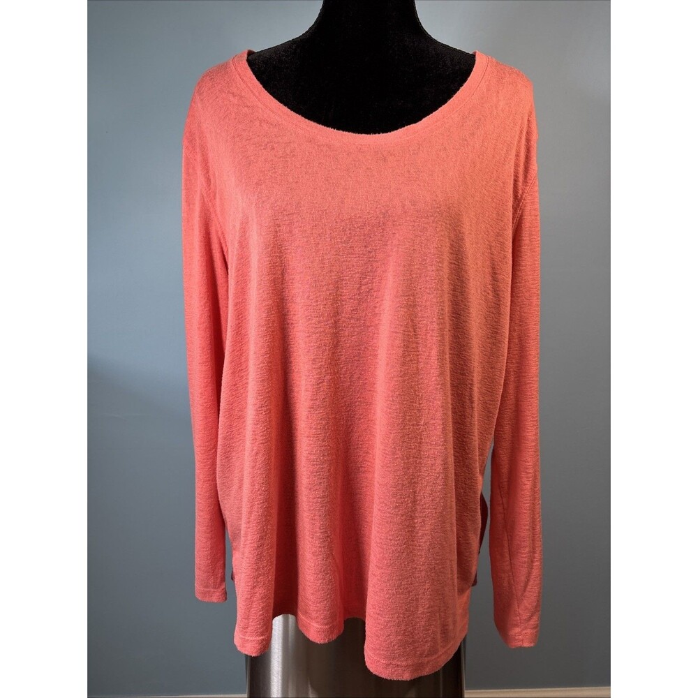 Gap Salmon/Coral Top Fall Fashion (Women’s XXL) Long Sleeve Scoop Neck Shirt